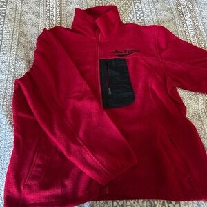 Port Authority Red Lightweight Fleece Jacket with Black Chest Pocket